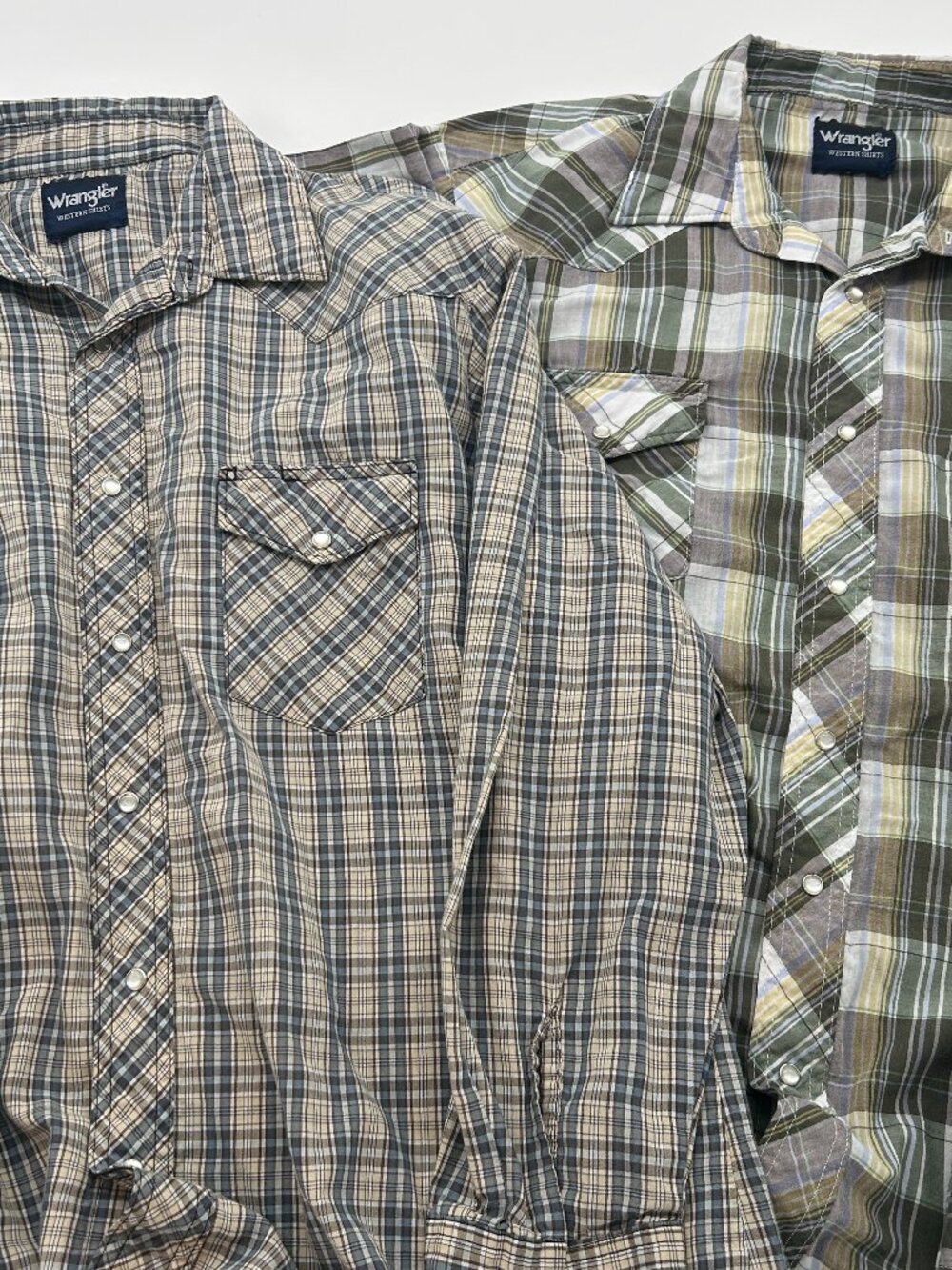Lot of 2 Vintage Wrangler Snap Brown Western Retro Shirt Mens L Indie Grunge
